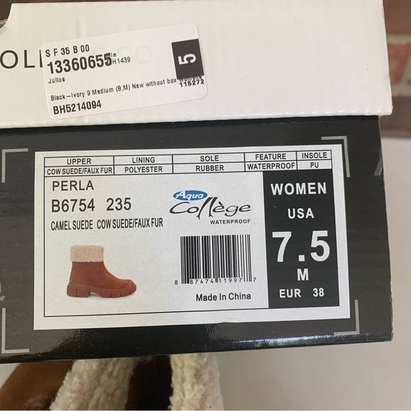 Aqua College Womens Perla Tan Suede Winter Zipper Ankle Boots US 7.5 M - Picture 8 of 9